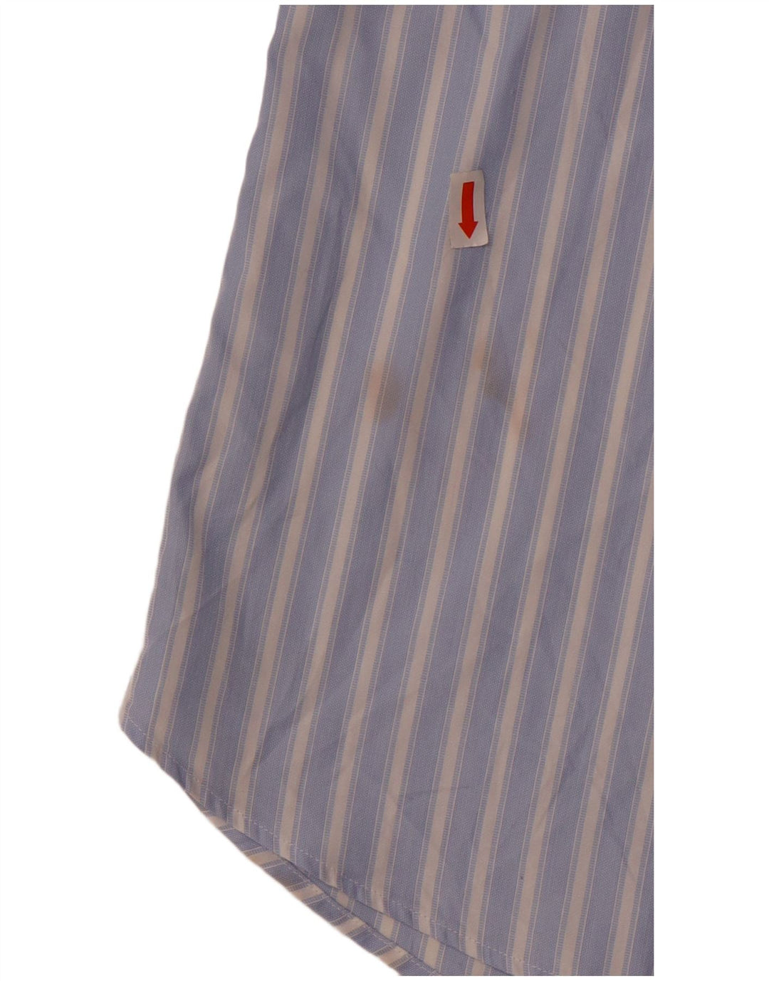 Carrel Camisa Manga Corta Hombre Talla 40 15 1/2 Algodón Rayas Azul Medio