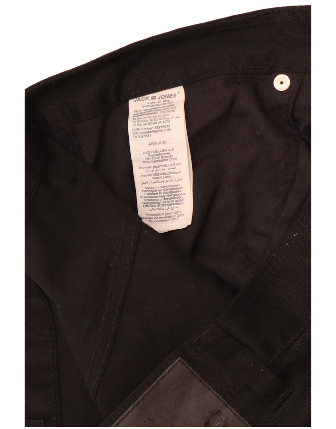 JACK & JONES Pantalones casuales para hombre Banana Slim W34 L32 Algodón negro