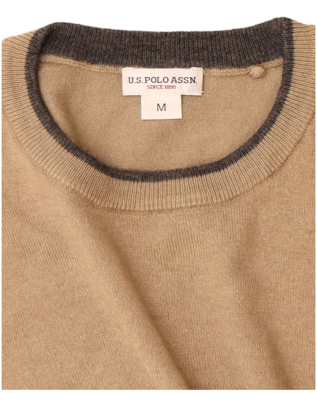 Asociación de Polo de EE. UU. Jersey De Cuello Redondo Beige Medio Hombre