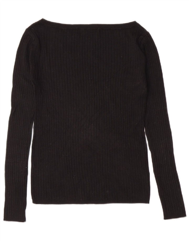 MARKS & SPENCER Suéter tipo jersey con cuello barco para mujer UK 6 XS Negro
