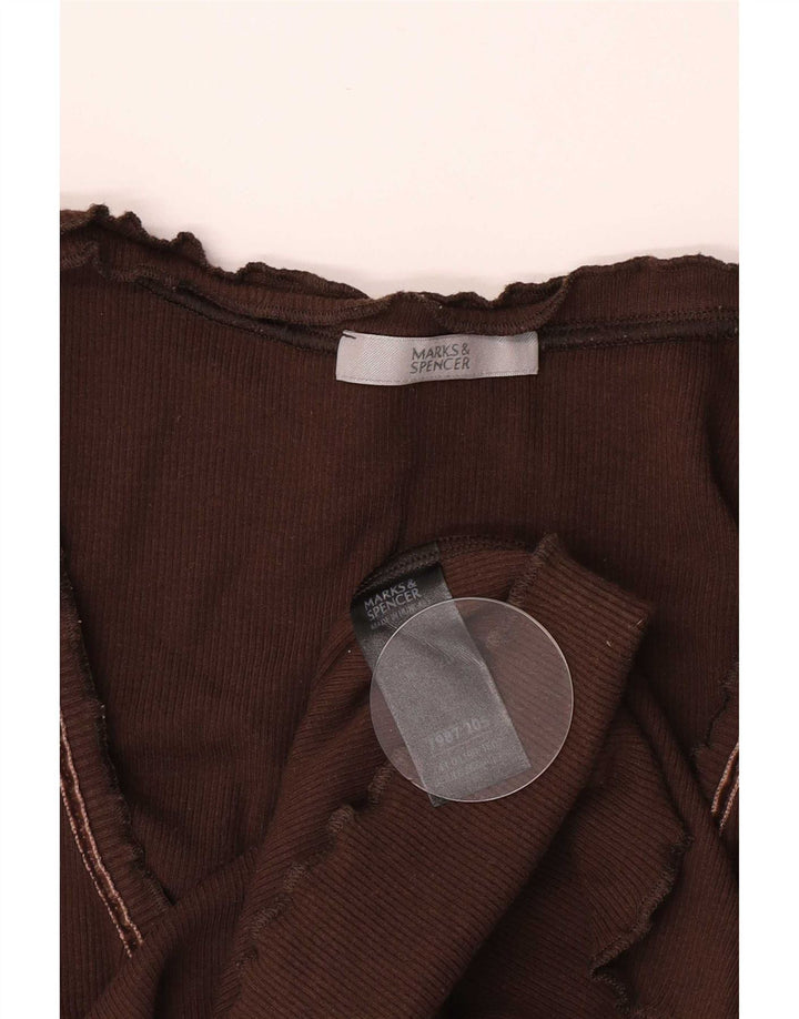 Marks & Spencer Top para mujer manga 3/4 UK 46 Grande Algodón marrón