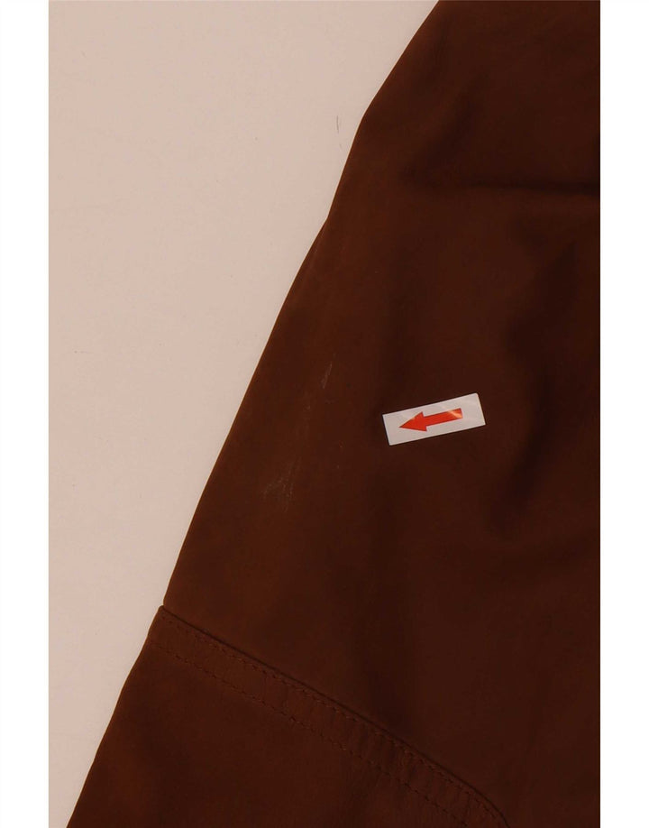 Chaqueta de cuero vintage para hombre IT 50 Bloque de color marrón grande