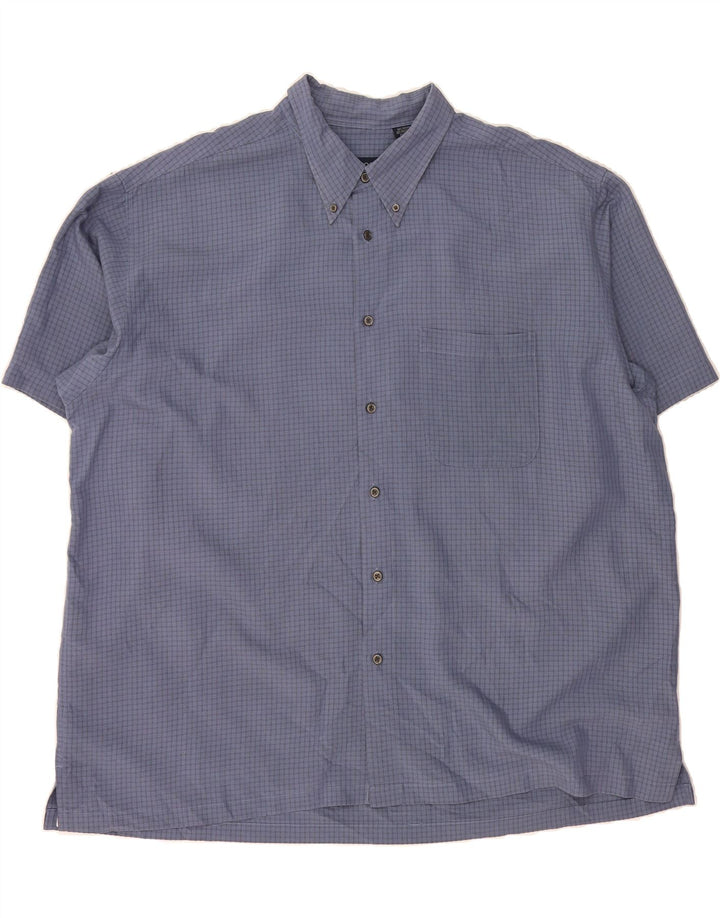 IZOD Mens Short Sleeve Shirt 2XL Navy Blue Check Rayon Vintage Izod and Second-Hand Izod from Messina Hembry 
