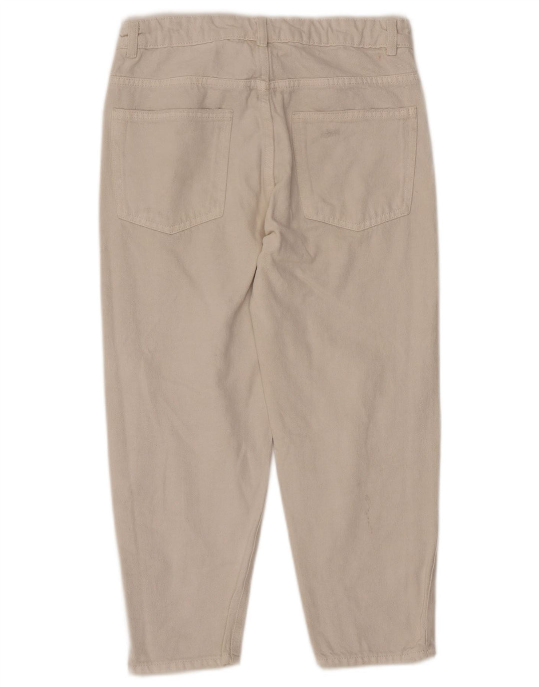 ZARA Vaqueros cónicos de cintura alta desgastados para niñas 13-14 años W28 L22 Blanco