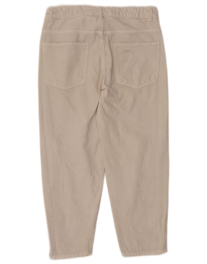 ZARA Vaqueros cónicos de cintura alta desgastados para niñas 13-14 años W28 L22 Blanco