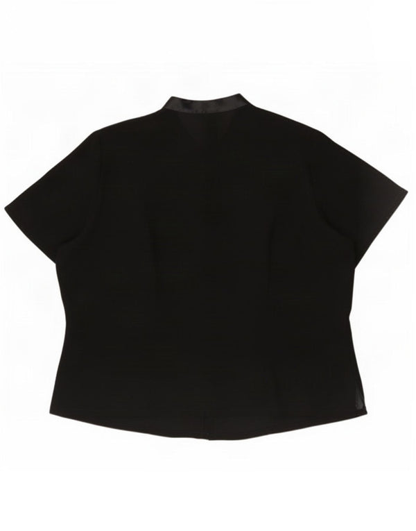 Marks & Spencer Blusa camisera de manga corta para mujer UK 22 3XL Negro Geométrico
