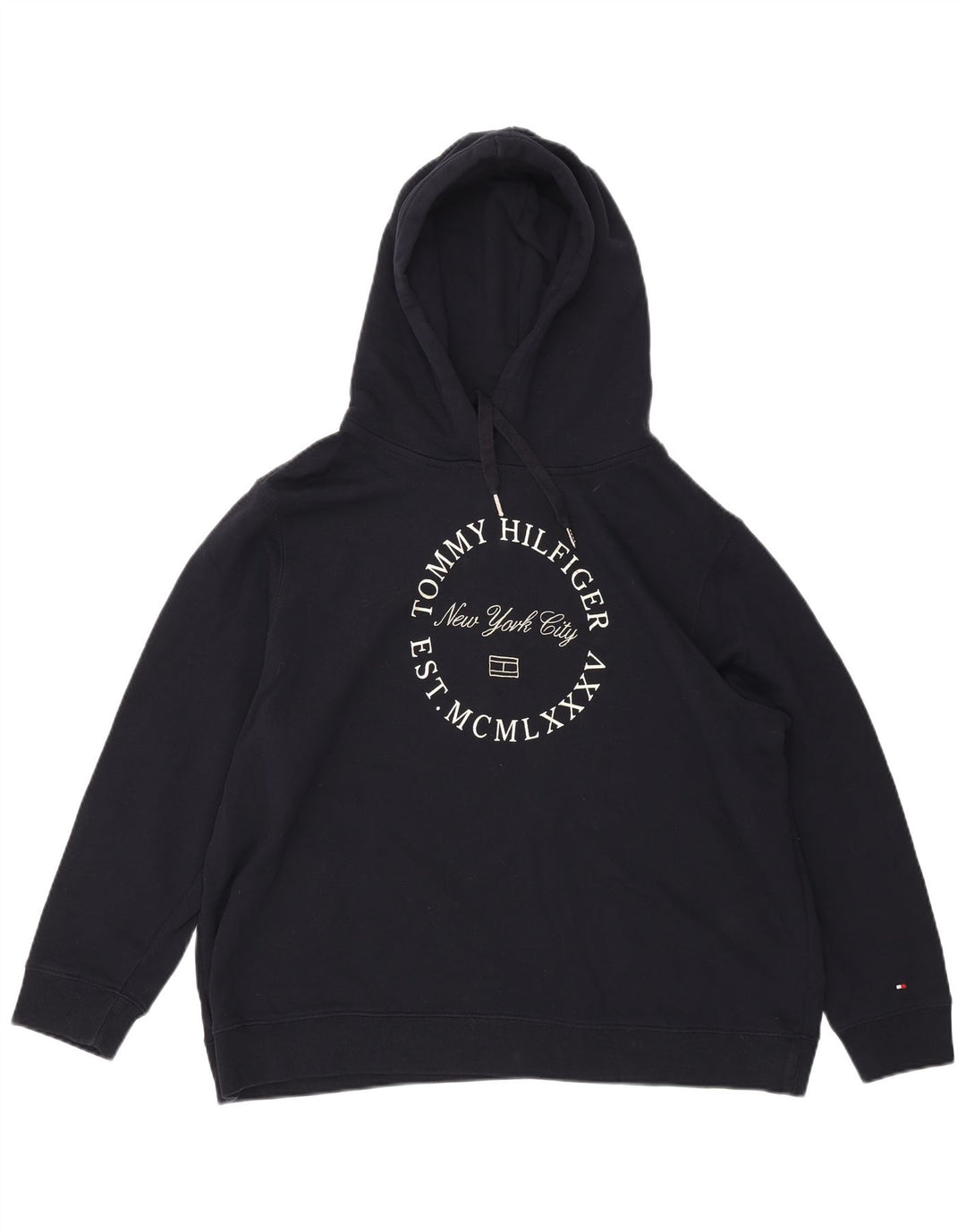 TOMMY HILFIGER Jersey con capucha gráfico para mujer UK 22 3XL Algodón azul marino