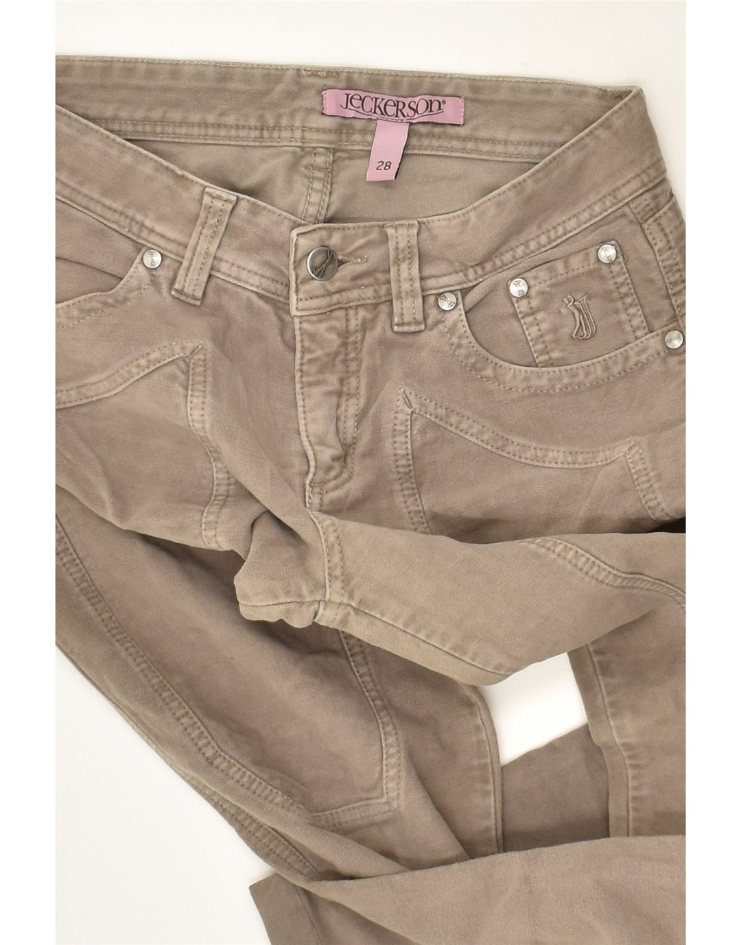 JECKERSON Womens Straight Casual Trousers W28 L26  Grey Cotton | Vintage Jeckerson | Thrift | Second-Hand Jeckerson | Used Clothing | Messina Hembry 