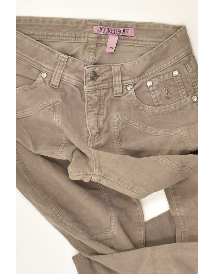 JECKERSON Womens Straight Casual Trousers W28 L26  Grey Cotton | Vintage Jeckerson | Thrift | Second-Hand Jeckerson | Used Clothing | Messina Hembry 