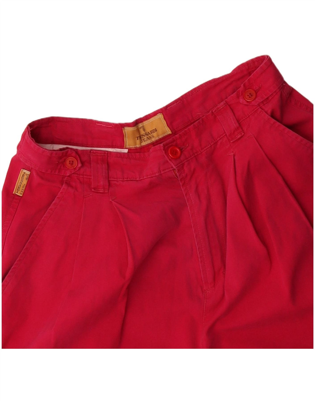 TRUSSARDI Pantalones cortos casuales con cintura alta para mujer IT 44 Medium W28 Rojo