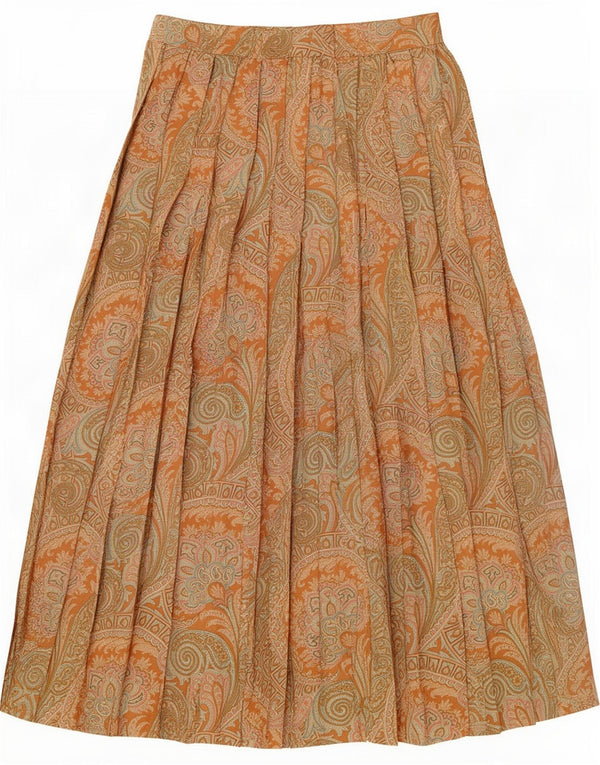 Marella Falda Plisada Cuchillo Para Mujer Reino Unido 46 Grande W30 Lana Paisley Marrón