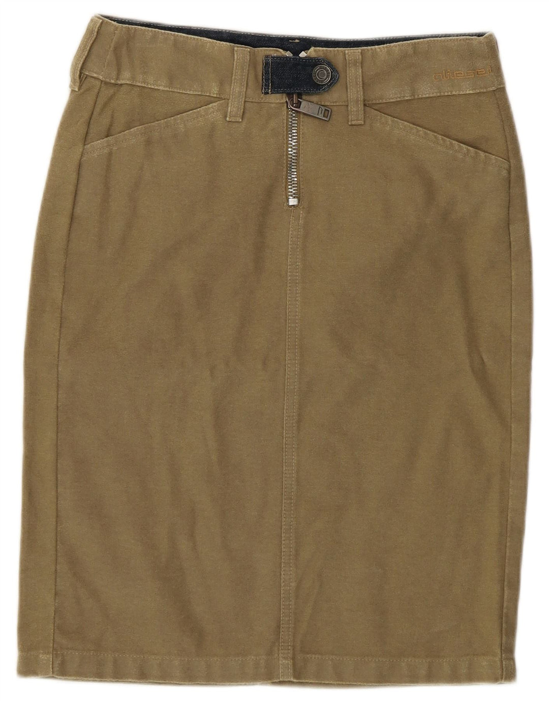 Falda Lápiz Diesel Mujer W26 Small Algodón Caqui