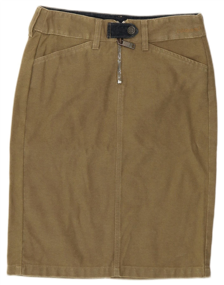 Falda Lápiz Diesel Mujer W26 Small Algodón Caqui