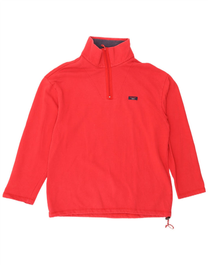 Tommy Hilfiger Top con cuello y cremallera para hombre Manga larga Algodón rojo grande
