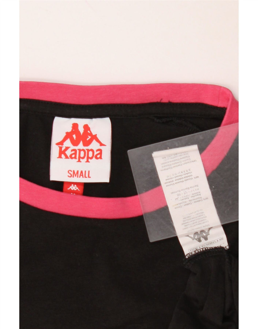 KAPPA Camiseta corta con gráfico extragrande para mujer UK 10 Small Black Cotton