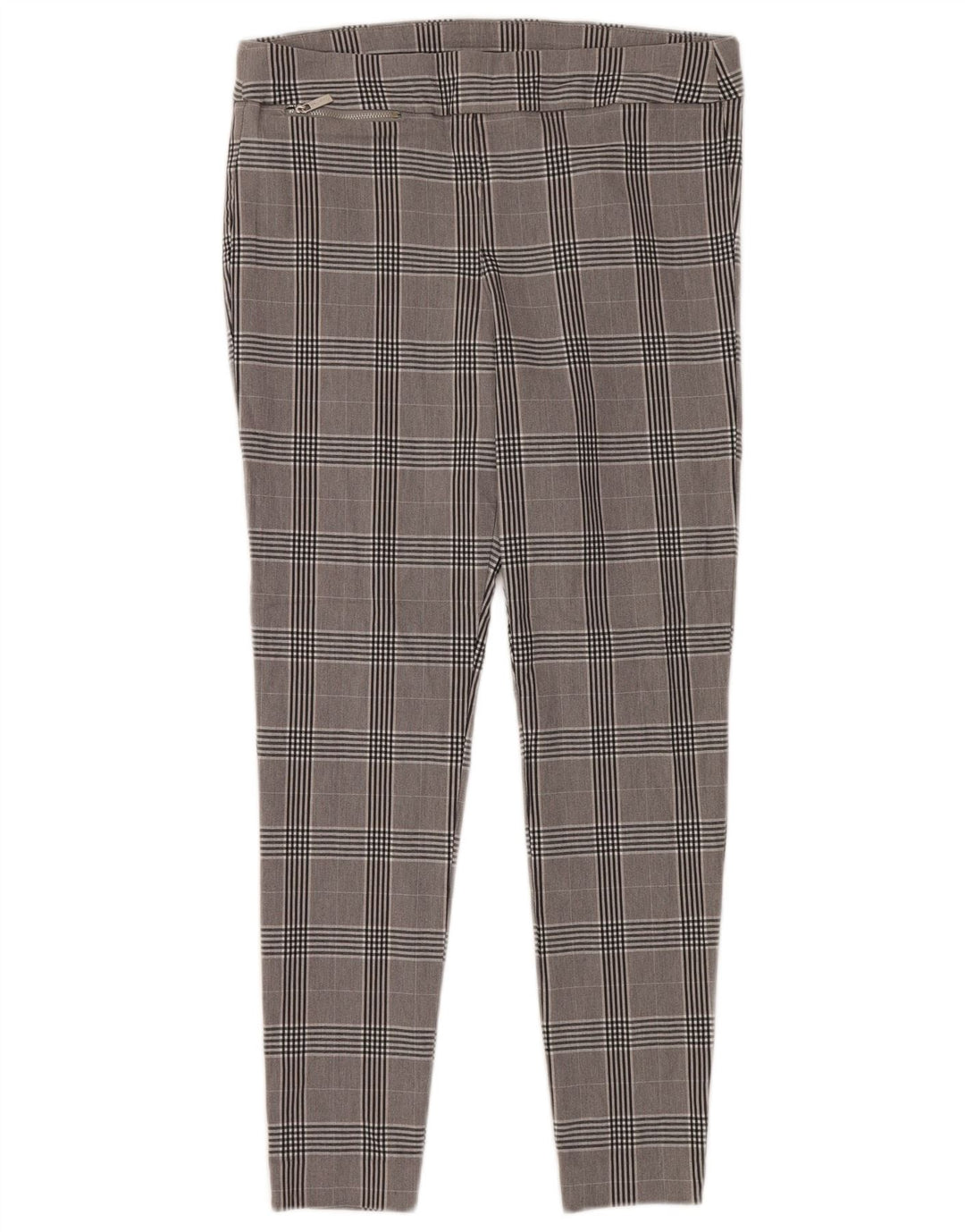 CALVIN KLEIN Pantalones informales ajustados para mujer Medium W32 L28 Viscosa a cuadros grises