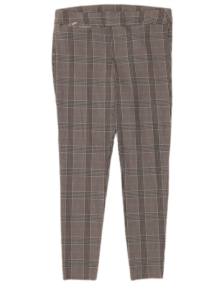 CALVIN KLEIN Pantalones informales ajustados para mujer Medium W32 L28 Viscosa a cuadros grises