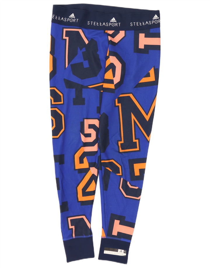 ADIDAS Leggings gráficos Climalite para mujer Reino Unido 14 Poliéster azul medio
