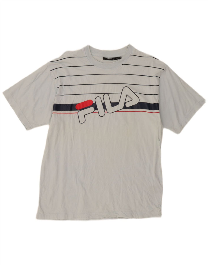 Fila Camiseta gráfica para hombre Top grande de algodón a rayas grises