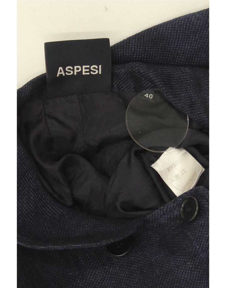 Aspesi Chaquetón de manga 3/4 para mujer IT 40 Small Blue Linen