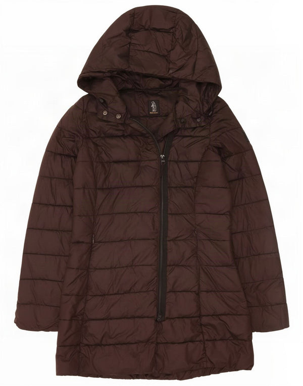 Refrigue Chaqueta acolchada con capucha para mujer UK 10 Small Brown