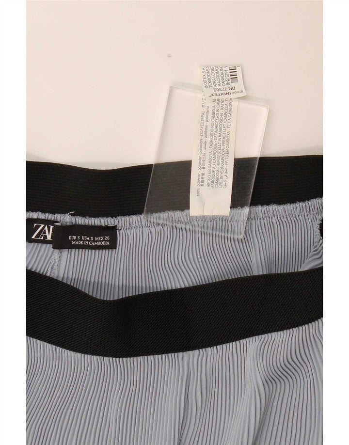 Zara Mujer Cullotes Capri Pantalón Pequeño W26 L22 Poliéster Azul