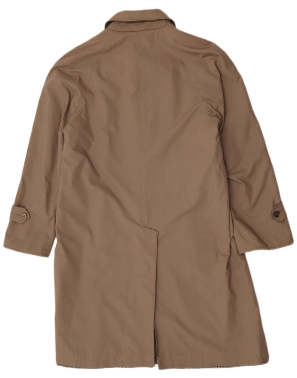 Vintage hombres reversible abrigo Reino Unido 40 grande beige comprobar poliéster