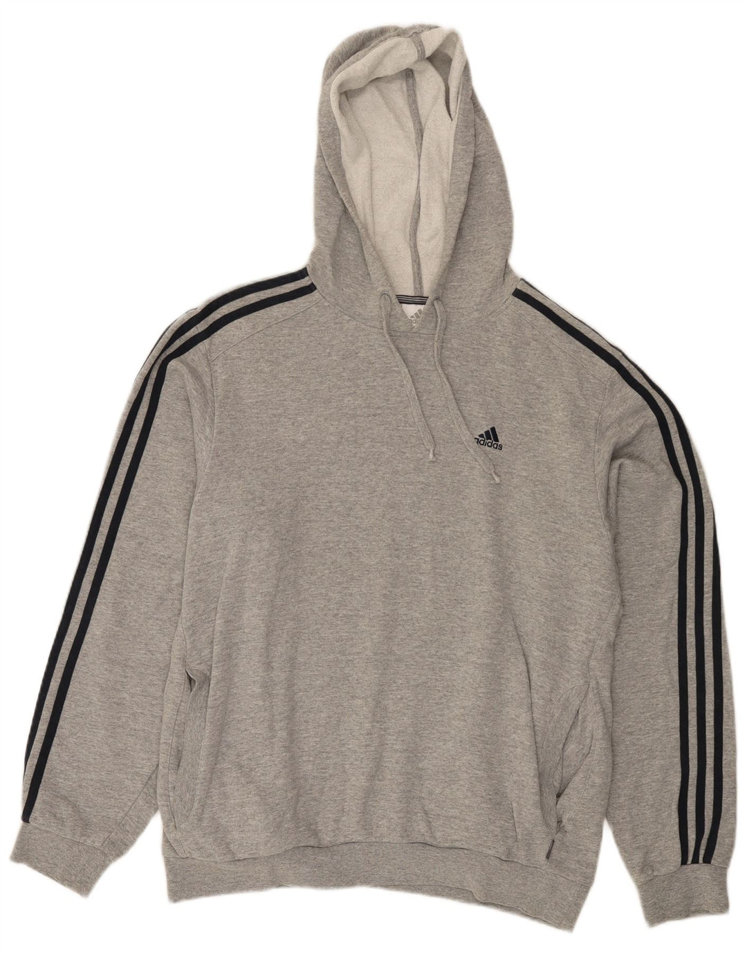 Adidas Hombre Sudadera Con Capucha Jumper Gris Medio Algodón Moteado