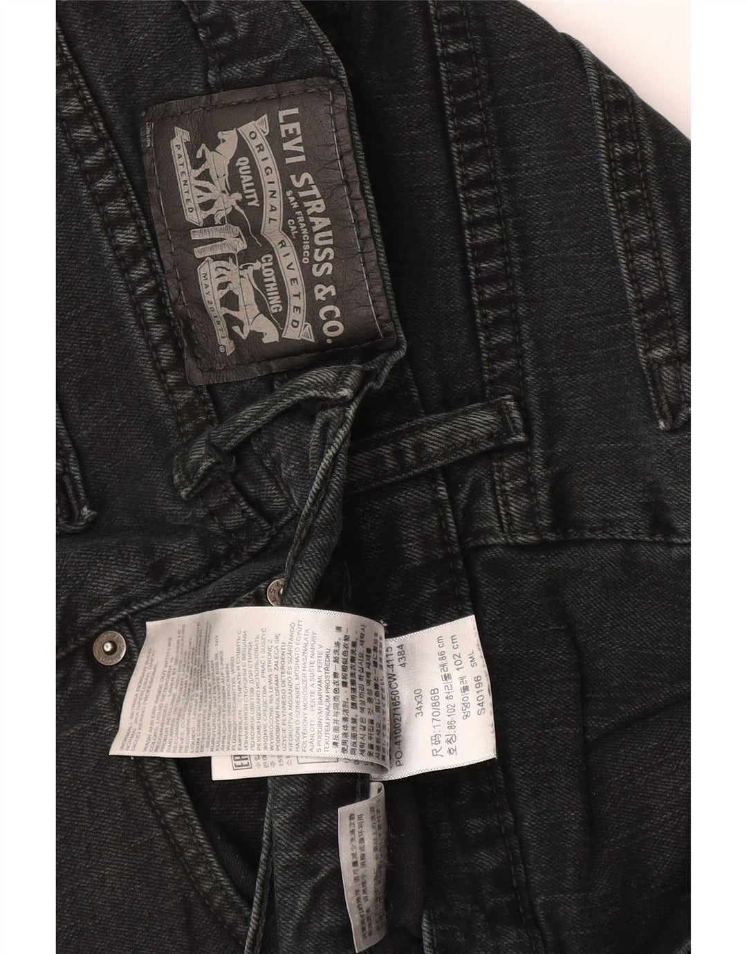 Vaqueros rectos Levi's para hombre W34 L30 Algodón negro