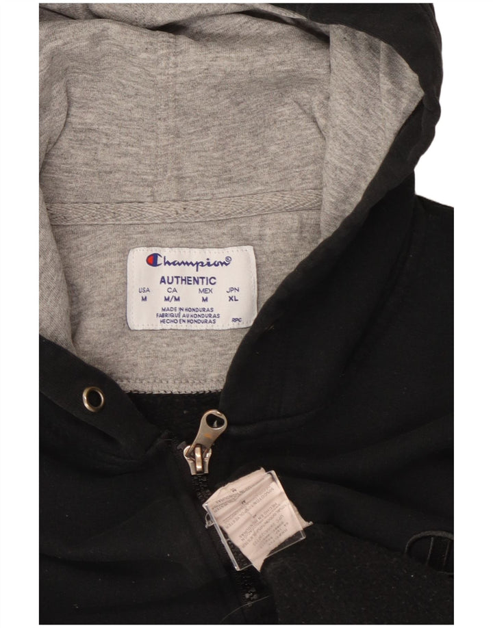 Champion Sudadera con capucha y cremallera para hombre Suéter mediano de algodón negro