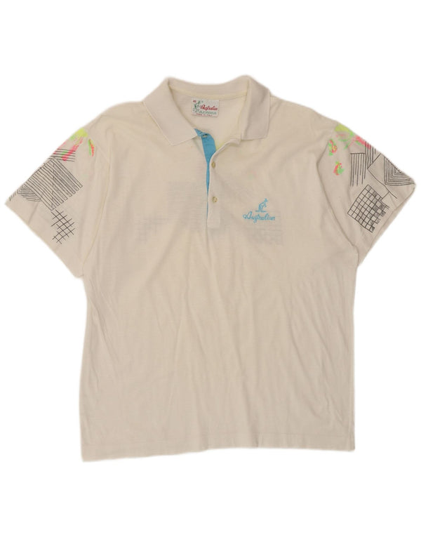 AUSTRALIAN L'ALPINA Polo para hombre IT 46 Pequeño algodón geométrico blanco
