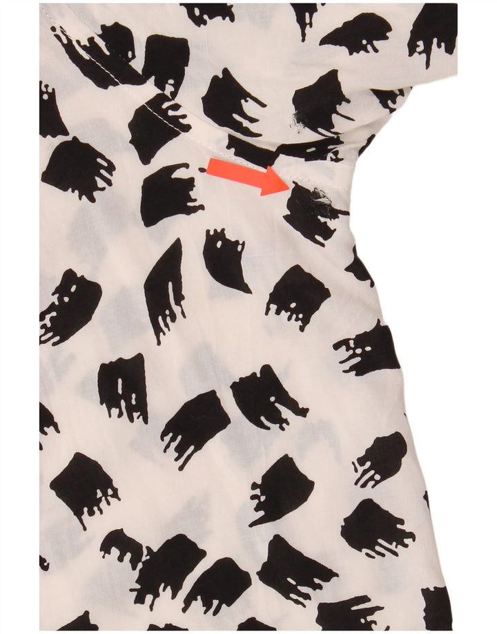 Zara Hombre Camisa Regular Fit De Manga Corta Grande Viscosa Moteada Blanca