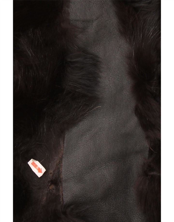 Vintage mujer piel chaqueta de cuero Reino Unido 14 negro medio