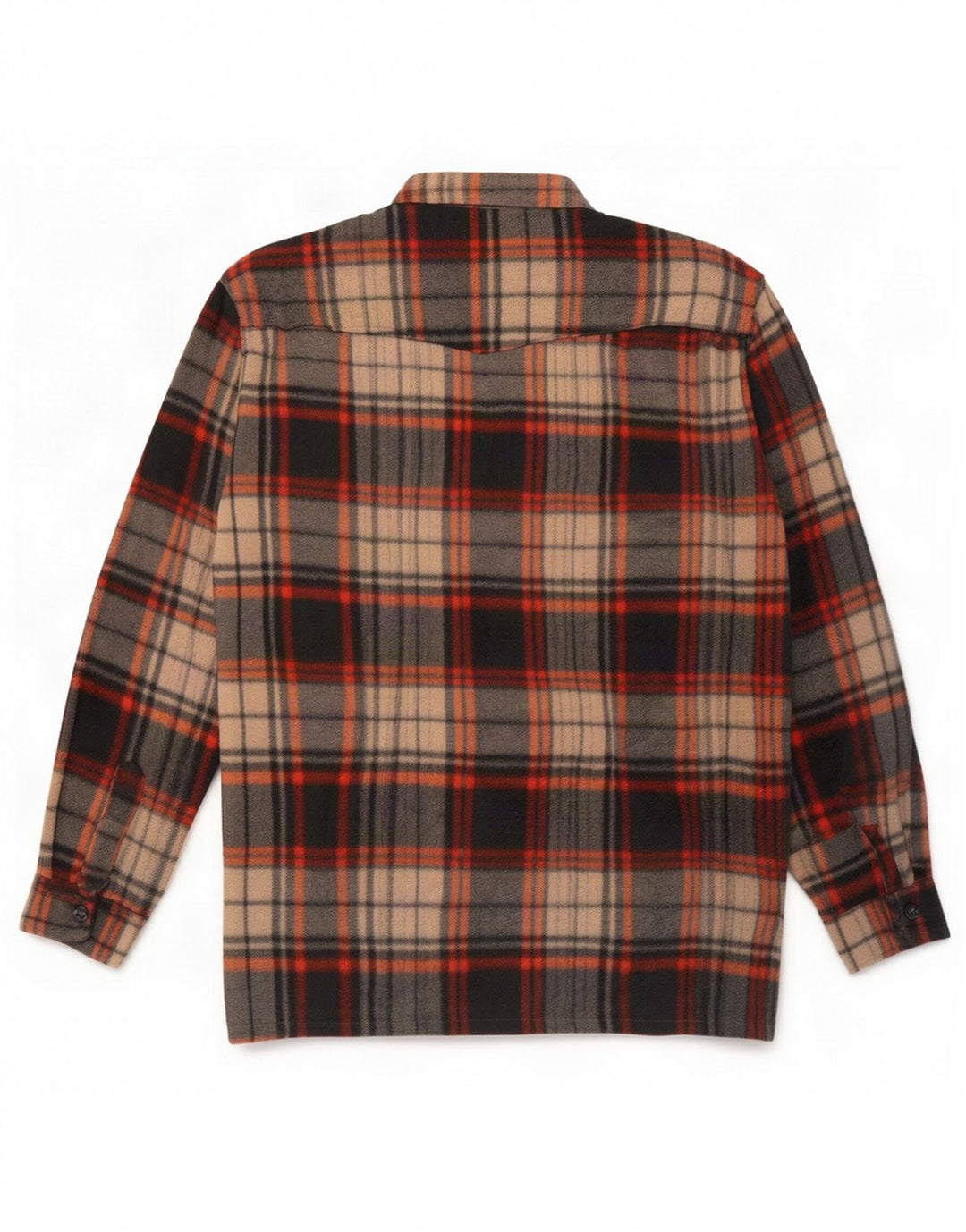 Camisa vintage de vellón para hombre poliéster a cuadros marrón medio
