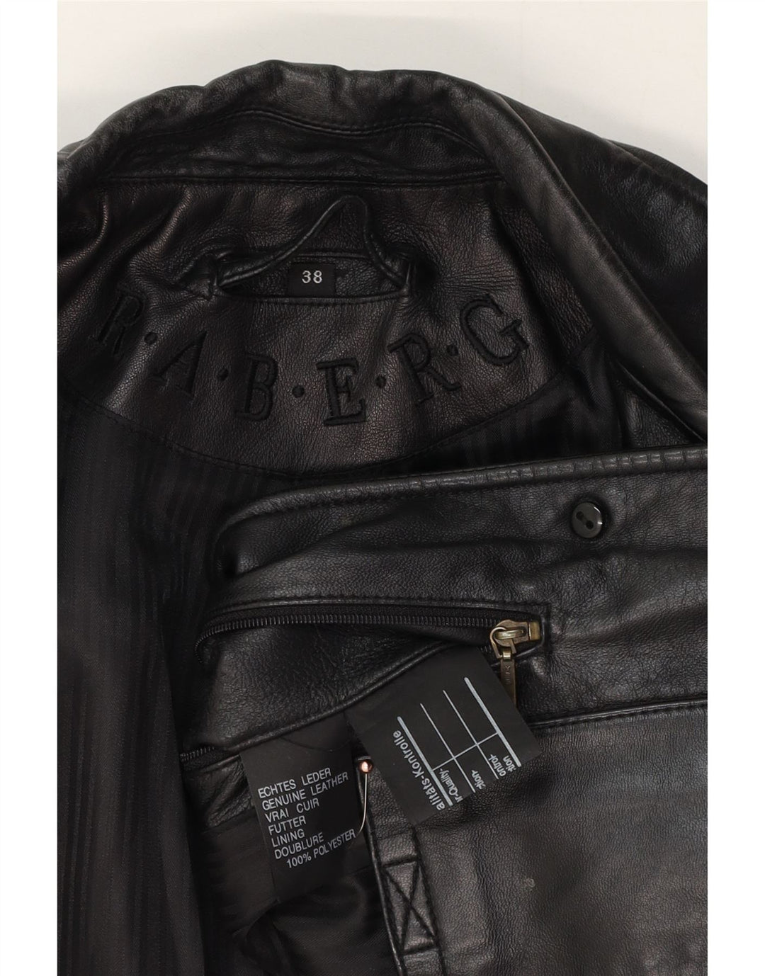 RABERG Womens 3 Button Leather Blazer Jacket EU 38 Medium Black Leather