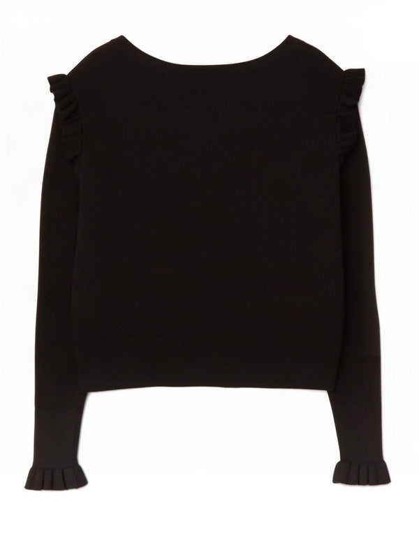 Zara Mujer Cárdigan Suéter UK 10 Small Viscosa Negra