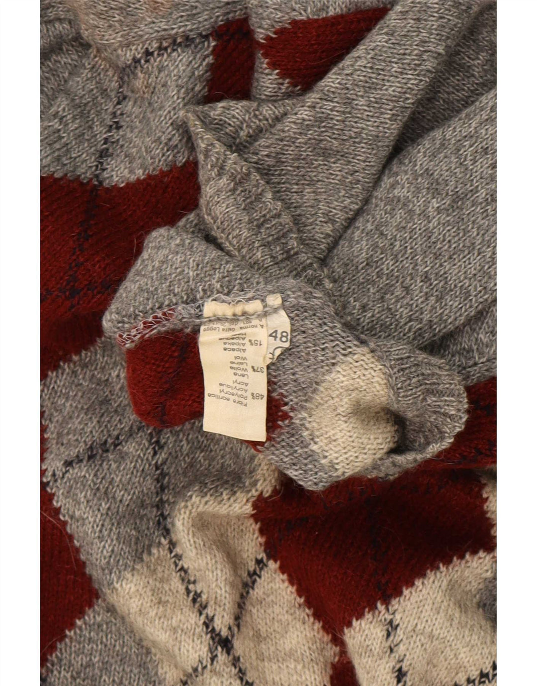 Rodes Jersey de cuello redondo para hombre IT 48 Medium Grey Argyle/Diamond