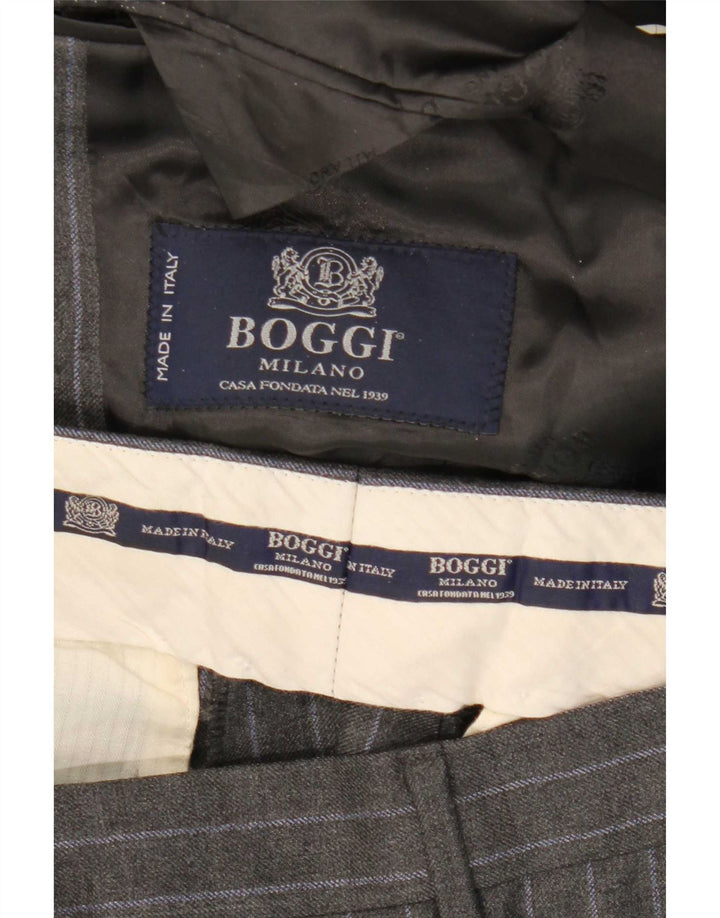 Boggi Traje de 2 botones para hombre IT 48 Medium W31 L32 Lana gris a rayas