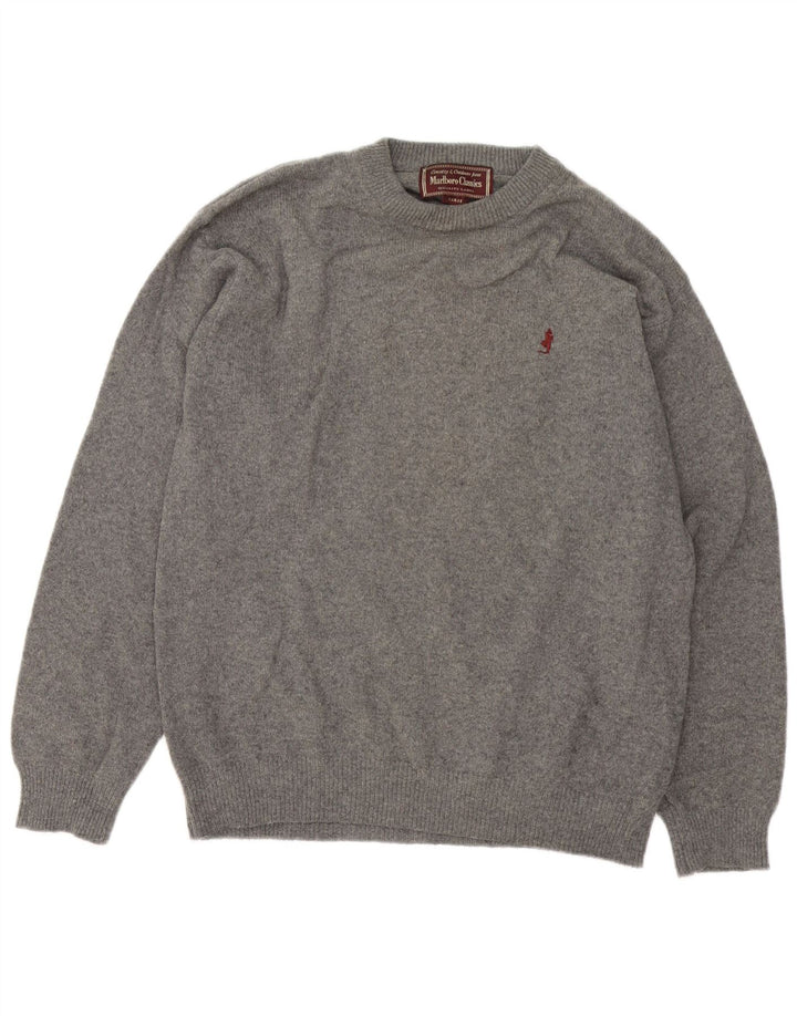 Marlboro Classics - Jersey de cuello redondo para hombre, lana gris grande