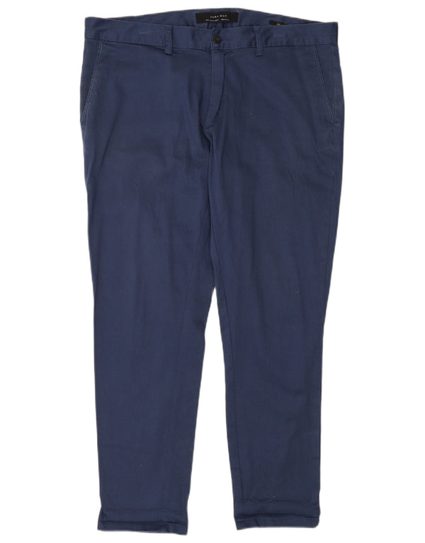 Zara Pantalón chino ajustado para hombre EU 46 XL W36 L28 Azul marino