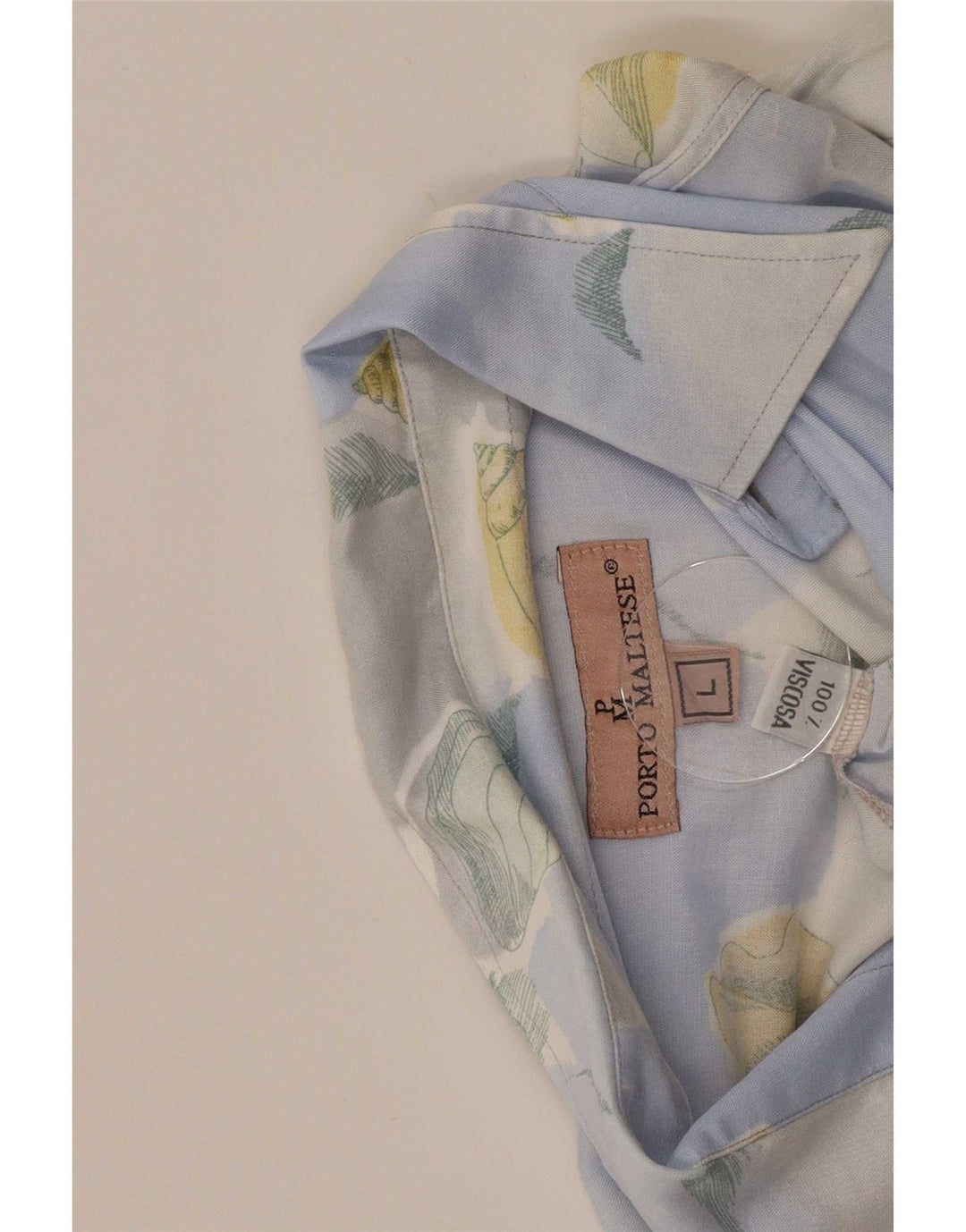 Camisa vintage para hombre Viscosa floral azul grande