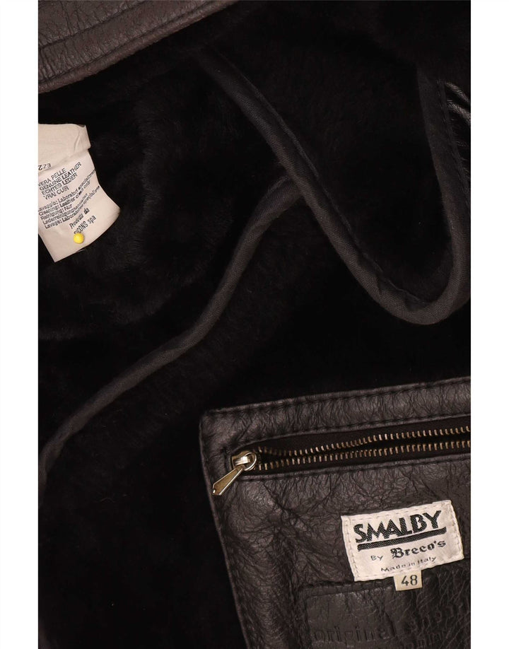Abrigo de piel de oveja para hombre de Breco IT 48 Cuero negro mediano