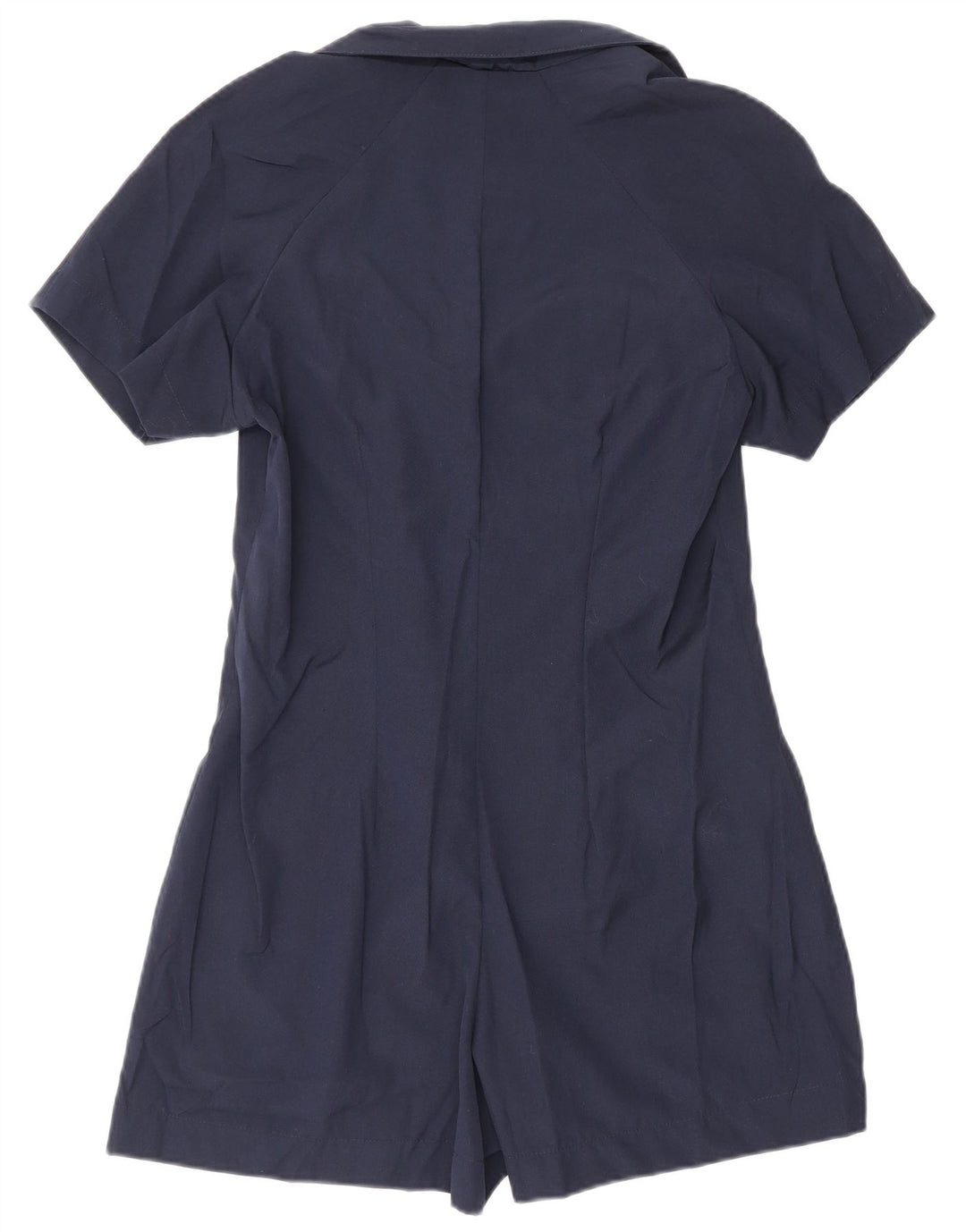 Vintage mujer manga corta Playsuit Reino Unido 12 poliéster azul marino medio
