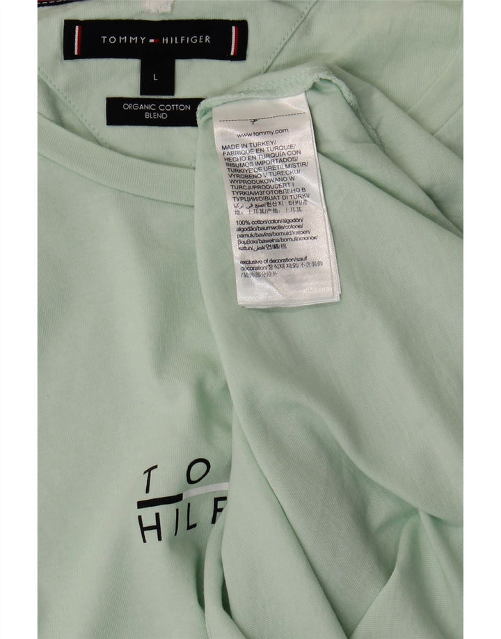 TOMMY HILFIGER Camiseta gráfica para mujer Top UK 46 Grande Algodón verde