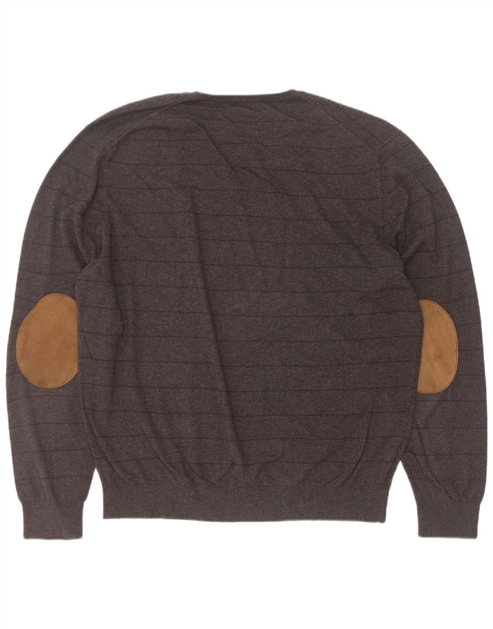 Massimo Dutti Jersey Hombre con Cuello en V 2XL Negro Rayas