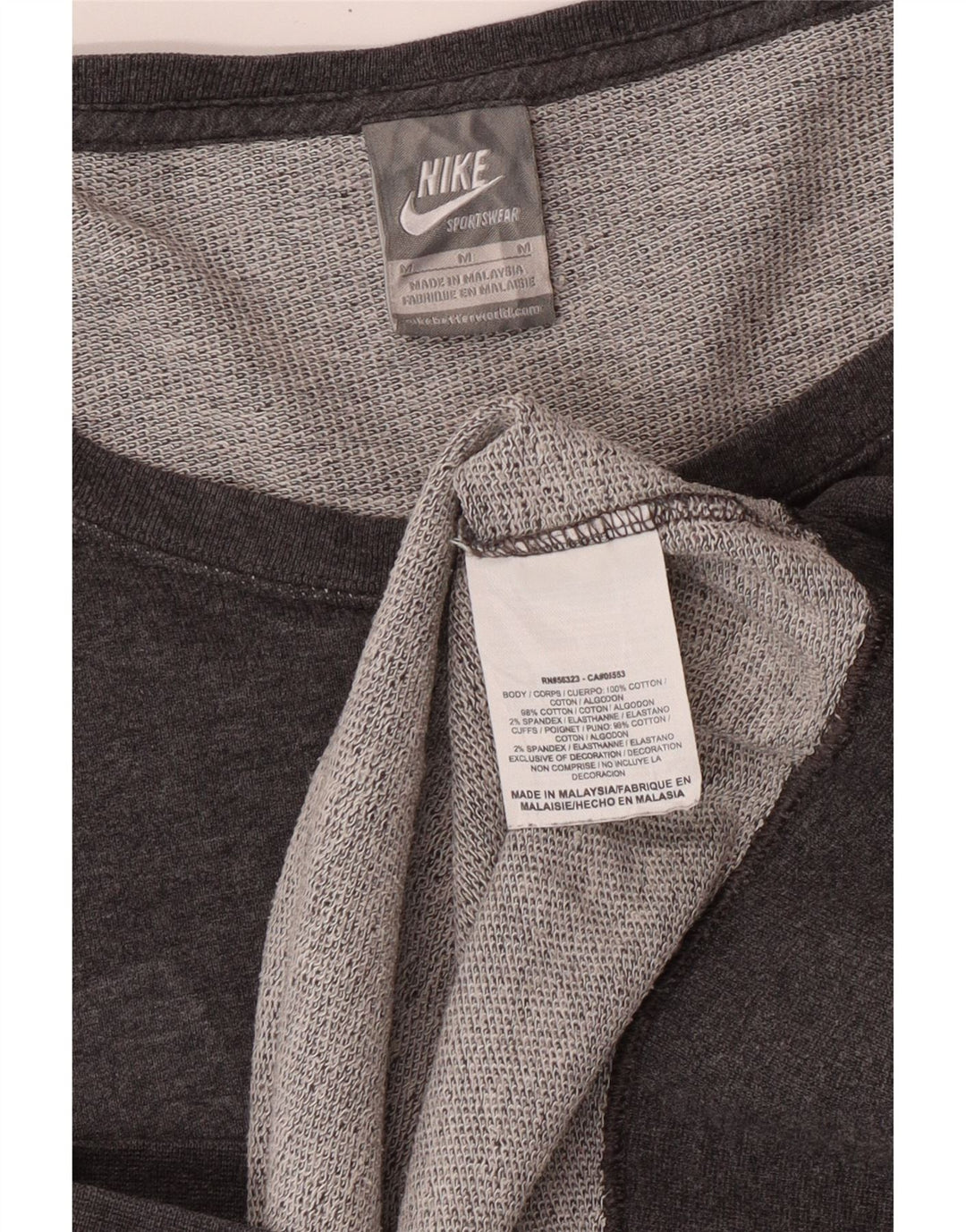 Nike - Sudadera con hombros descubiertos para mujer, talla 40, algodón gris medio