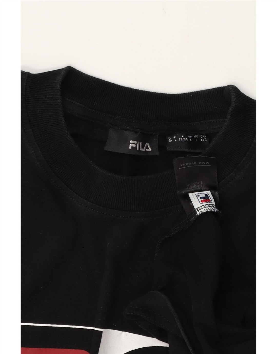 FILA Mens Graphic T-Shirt Top Large Black Cotton