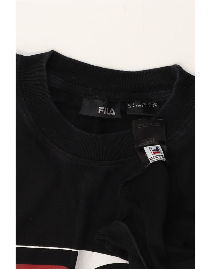 FILA Mens Graphic T-Shirt Top Large Black Cotton
