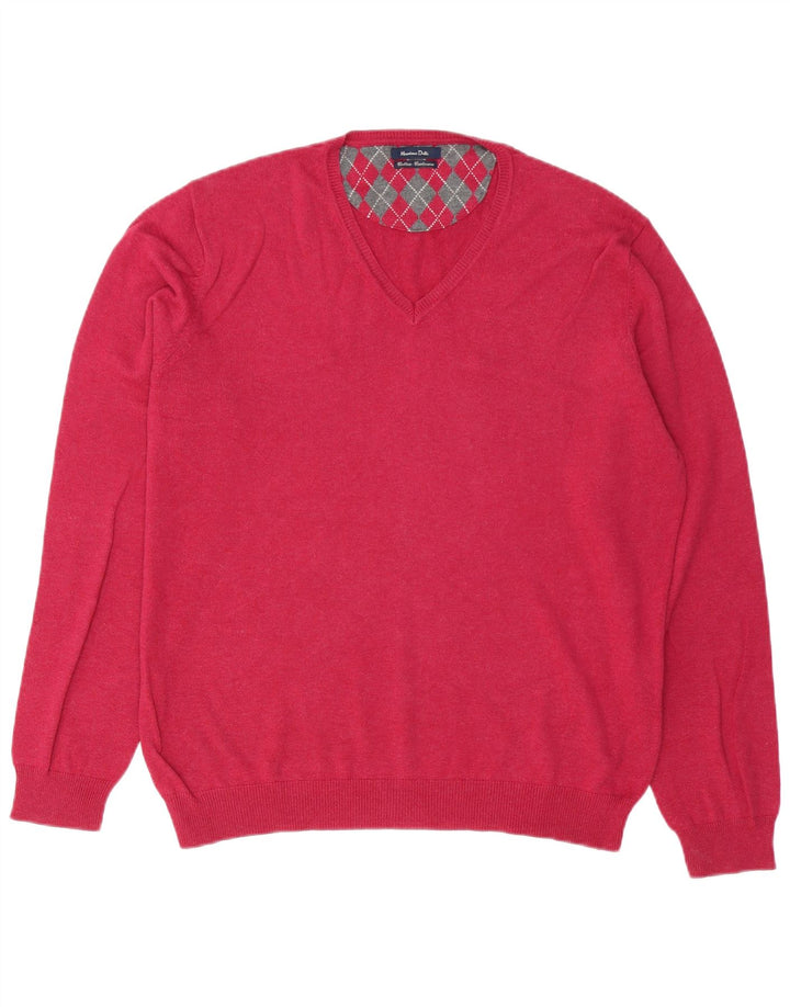 Massimo Dutti Jersey Con Cuello En V Hombre Large Rosa Algodón