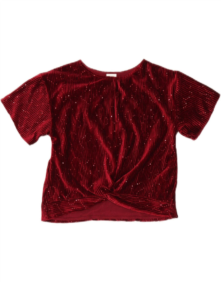 Zara Blusa Niña Terciopelo Top 9-10 Años Rojo Poliéster